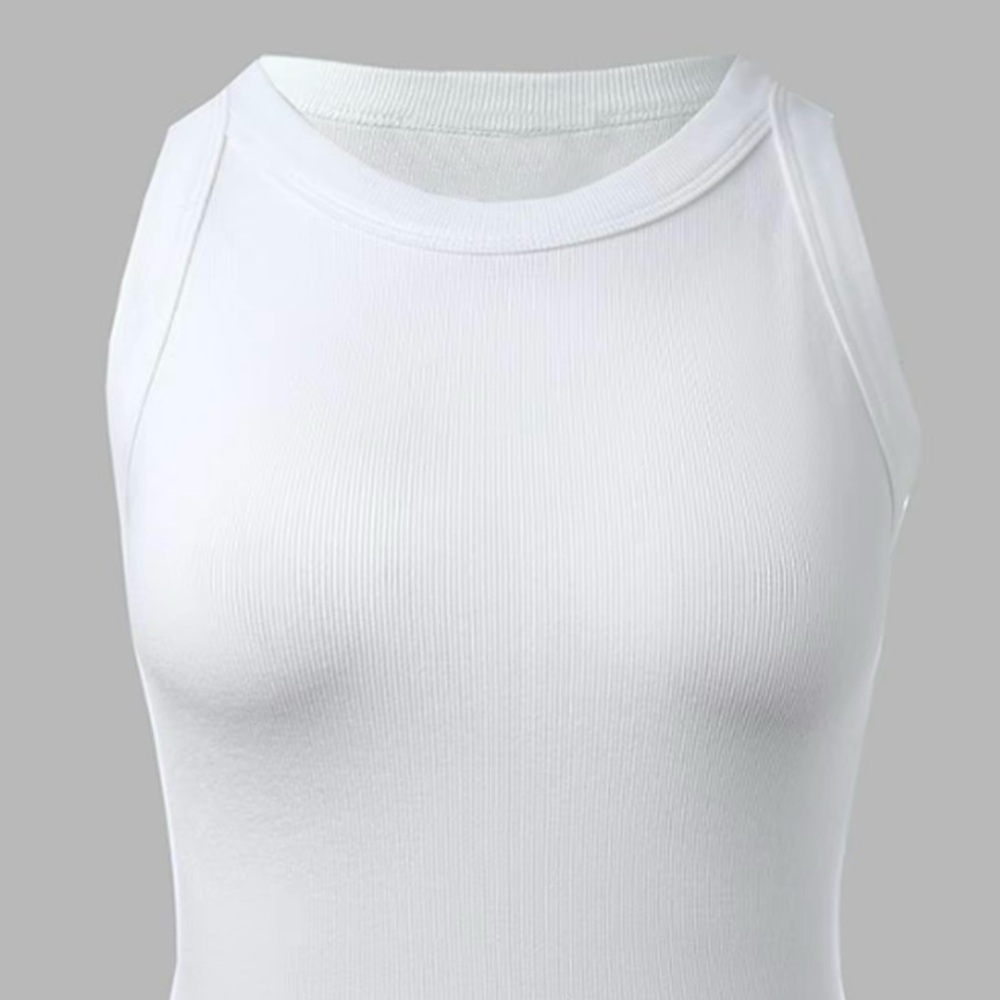 White Ribbed Women's Top